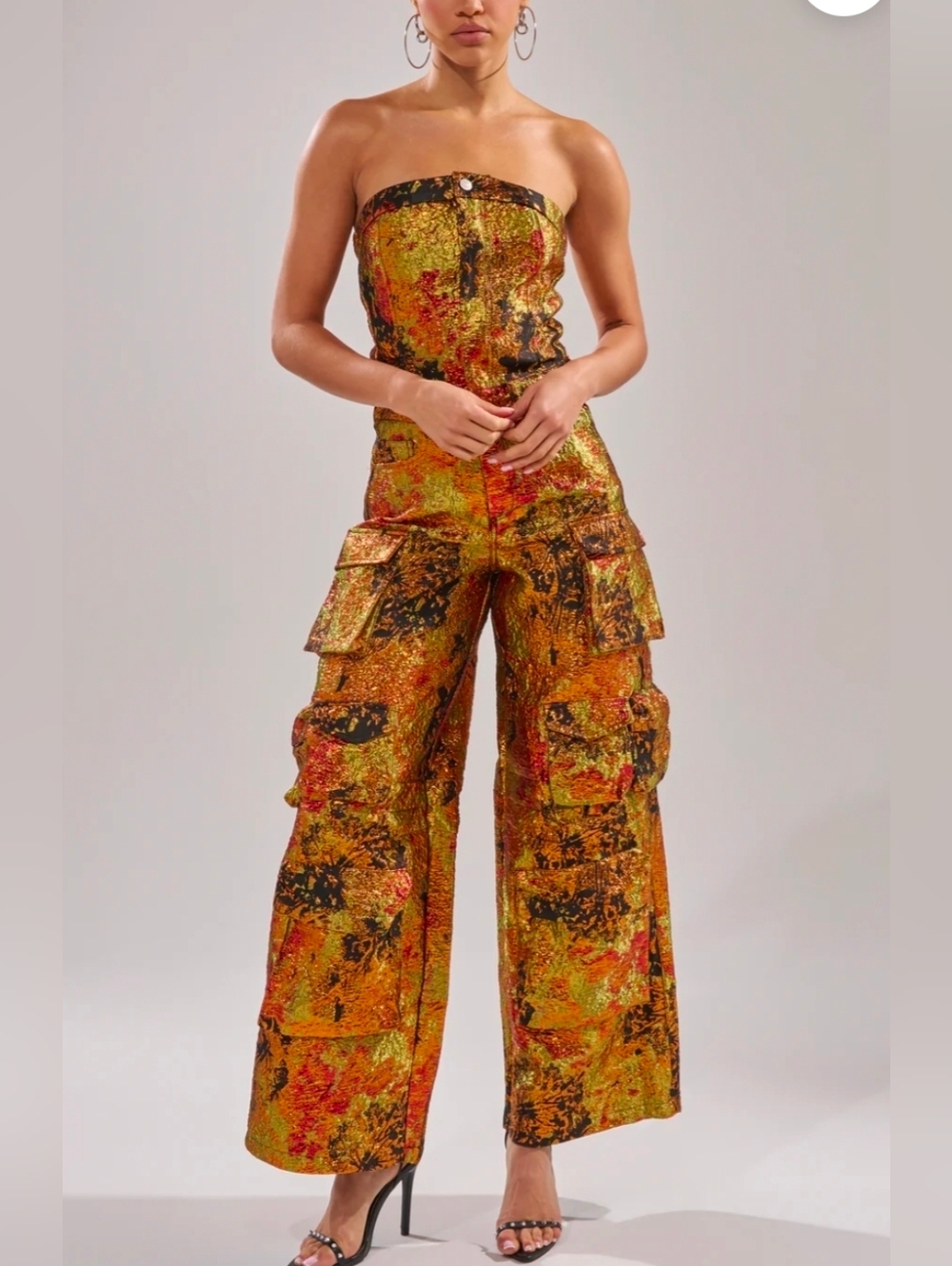 NIKKI BROCADE JUMPSUIT - L - Picture 2 of 4